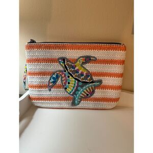 Vera Bradley summer clutch straw clutch with turtle applique